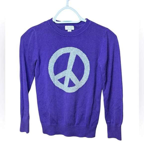 1989 Place Other - 1989 CHILDREN'S PLACE PURPLE WITH GRAY PEACE SIGN SWEATER SOFT  SIZE Large